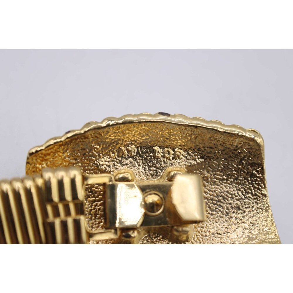 Vintage Gold Cobra Dress Belt Buckle Ribbed Elastic Stretchy Waistband Size S-M - Picture 5 of 9